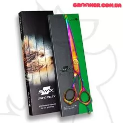Фото Ножиці для стрижки тварин вигнуті райдужні Swordex Pet Line. Довжина 8,0" - 6