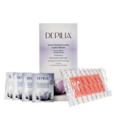 Фото товару Depilia віск в смужках 15 мм упаковка 12 пар для обличчя ДІОКСИД ТИТАНУ/АРГАНОВА ОЛІЯ