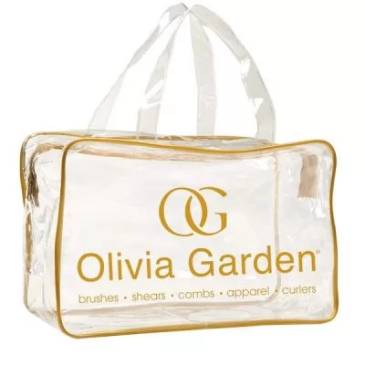 Фото товару OliviaGarden Empty transparent PVC bag - Gold сумка для щіток порожня