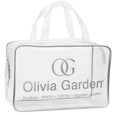 Фото товара OliviaGarden Empty transparent PVC bag - Silver сумка для щеток пустая