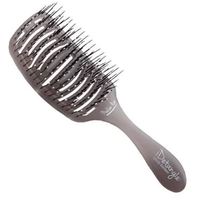 Опис товару Щітка для укладки Olivia Garden Essential Care Flex Medium Hair Memory Flex Bristles Ice Grey