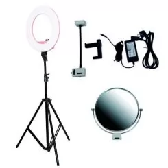 Фото Світлодіодна лампа для візажу Hairmaster з дзеркалом, дзеркалом - лінзою і кріпленням під фотоапарат і мобільний телефон - 4