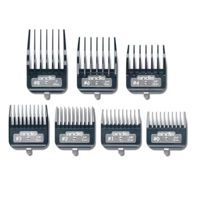 Фото товару Набір насадок Andis Master Premium Metal Clip Combs. 1,5; 3; 4; 10; 12; 19; 25 мм