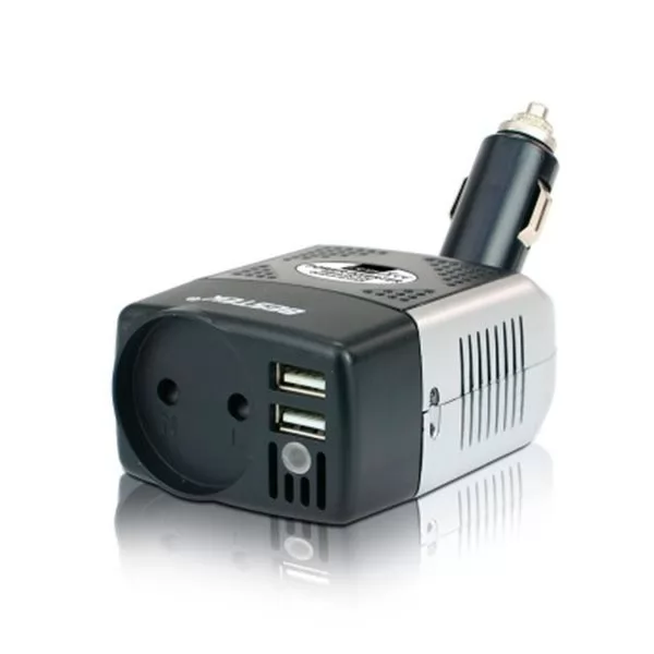 Інвертор-перетворювач напруги Bestek автомобільний 12-220 Вольт 50 Герц 150 Ватт модифікована синусоїда. 1 EU розетка, 2 USB порти - 1