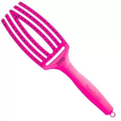 Характеристики товару Olivia Garden щітка для укладки Finger Brush Combo Boar&Nylon ThinkPink 2023 Neon Pink LE комбінована щетина