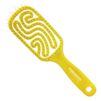 Фото товара Щетка Farmagan Fingerbrush средняя искусственная щетина для тонких волос цвет желтый