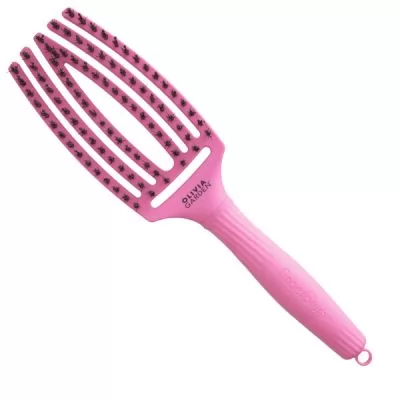 Опис товару Щітка для укладки Olivia Garden Finger Brush Combo Boar&Nylon ThinkPink 2024 Bubble Pink комбінована щетина